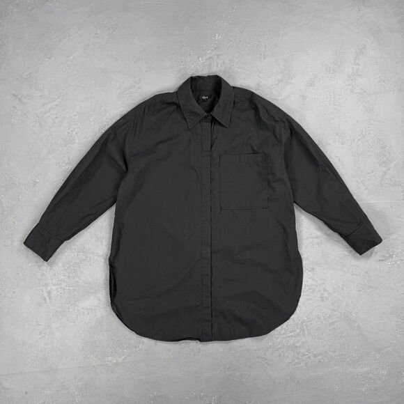 Rails Tops - Rails Joey Black Cotton Blend Poplin Oversized Button Up Shirt Women's Small